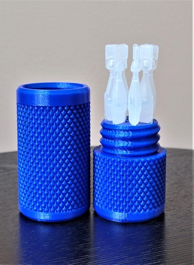Znet3D Eye Drop Vials Holder & Storage Case - Securely Store Seven (7) Single-Use Vials - Screw-On Lid, Knurled Pattern - Keep Vials Safe & Organized to Keep Track of Your Daily Usage (Blue) - Image 2